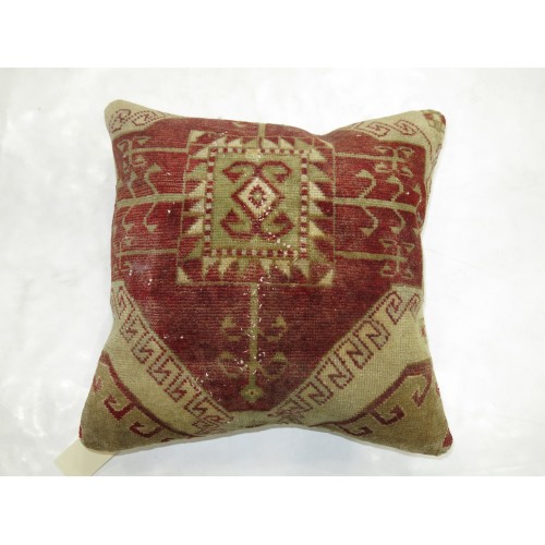 Crimson and Brown Turkish Rug Pillow No. p3283