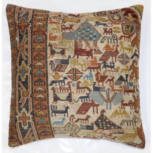 Pictorial Flatweave Soumac Rug Pillow No. p3797