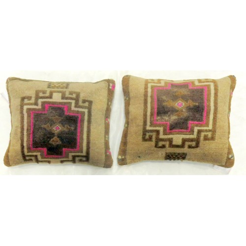 Pair of Turkish Pilllows with Pops of Pink No. p3906