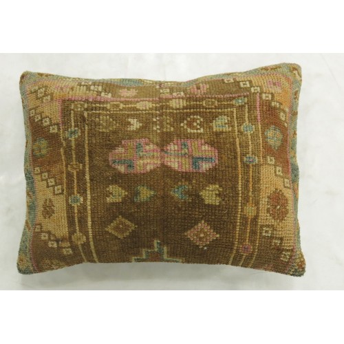 Brown Pink Turkish Rug Pillow No. p4240