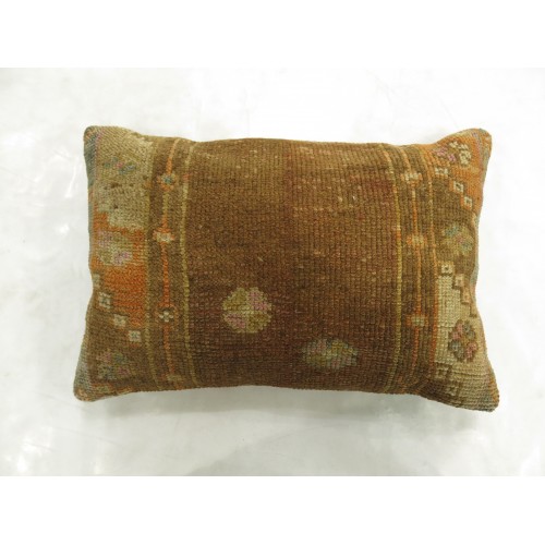 Brown Turkish Lumbar Rug Pillow No. p4244