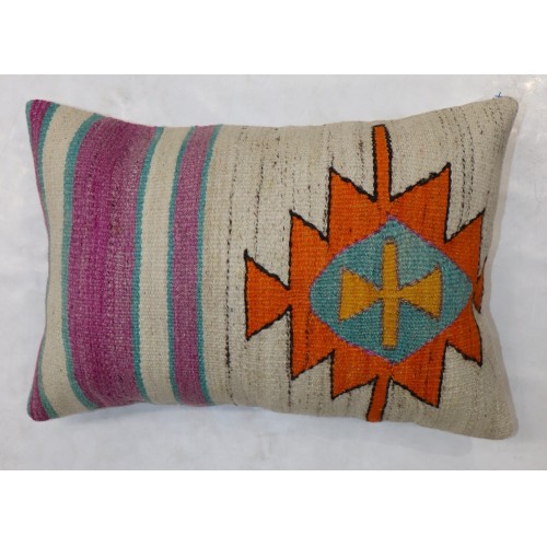 Colorful Kilim Lumbar Pillow No. p4617