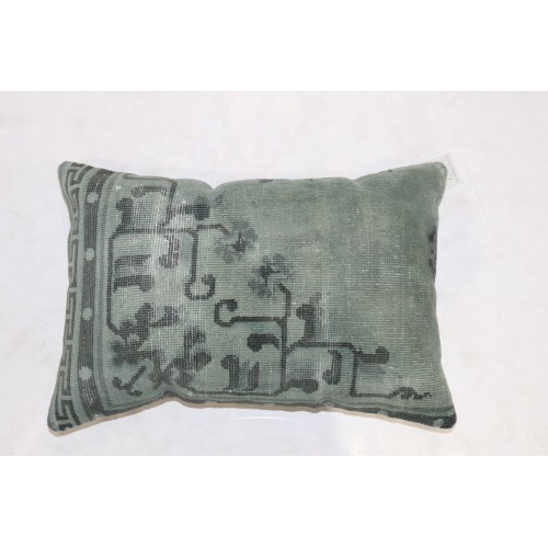 Green Chinese Lumbar Rug Pillow No. p4747
