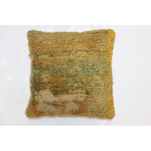 Chartreuse Green Worn Turkish Tulu Rug Pillow No. p4773