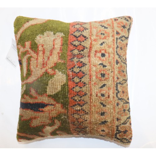 Green Persian Sultanabad Mahal Rug Pillow No. p4848