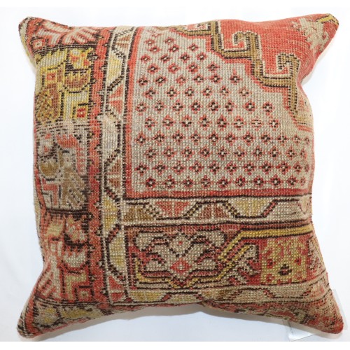 Vintage Turkish Square Rug Pillow No. p4919