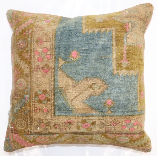 Blue Antique Karabagh Large Square Rug Pillow No. p4932