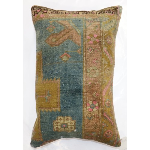 Blue Pink  Caucasian Rug Pillow No. p4935