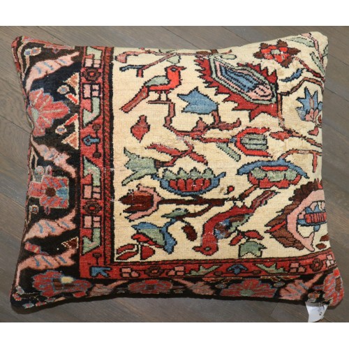 Ivory Persian Sarouk Fereghan Rug Pillow No. p5171