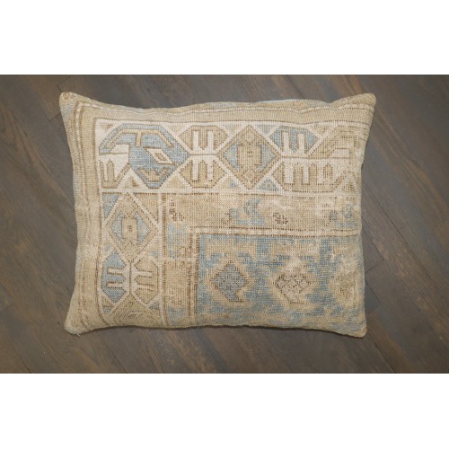 Large Light Blue Khaki Worn Rug Pillow No. p5219