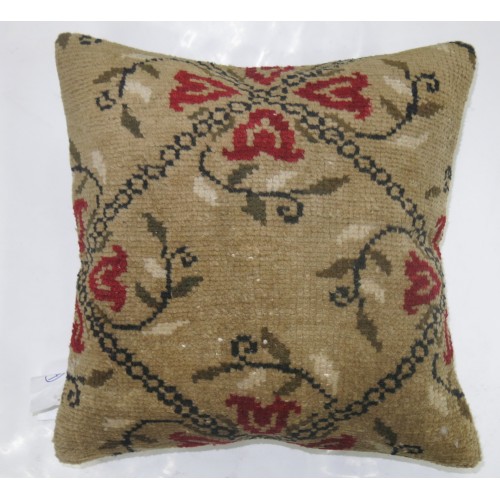 Large Camel Color Floral Turkish Pillow No. p783