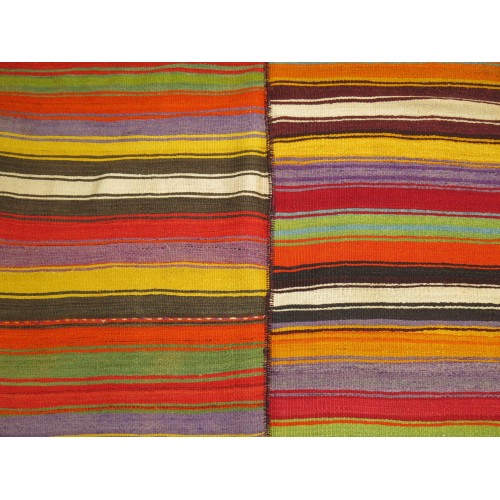 Colorful Striped Gallery Size Kilim No. r2148