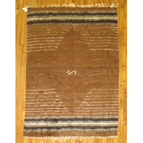 Brown Textile Mohair Rug No. r3135