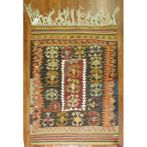 Vintage Turkish Square Kilim No. r4309