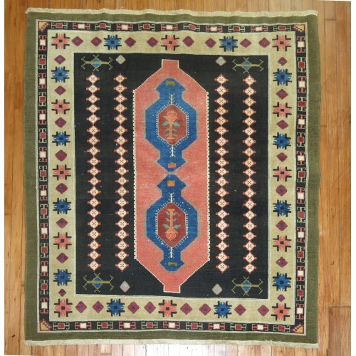 Vintage Square Deco Anatolian Rug No. r4377