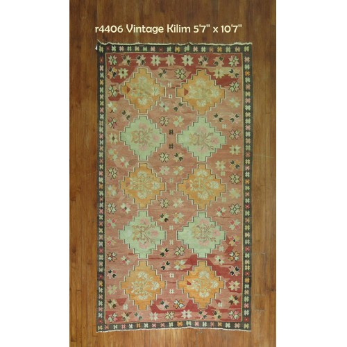 Vintage Rustic Turkish Kilim No. r4406