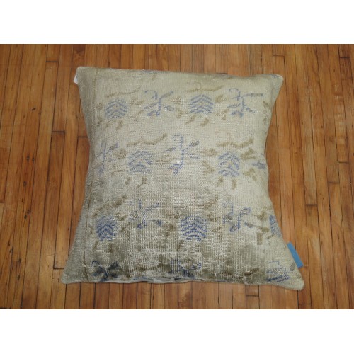 Large Square Gray and Blue Turkish Floor Pillow No. r4702