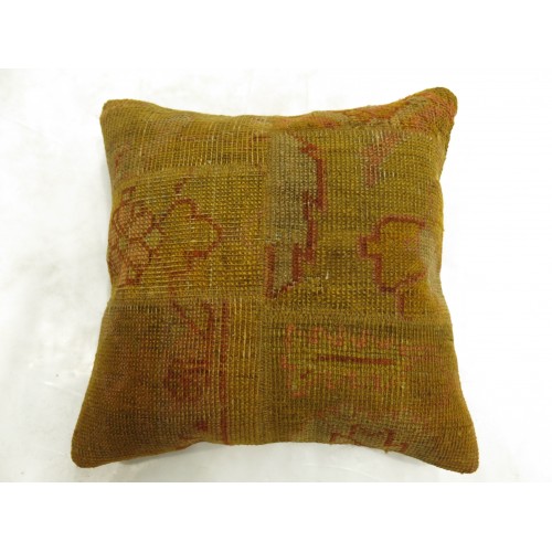 Antique Oushak Patchwork Rug Pillow No. r4875k
