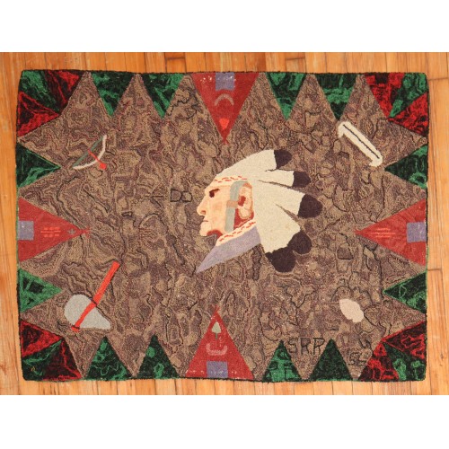 Native American Hooked Rug No. r5237