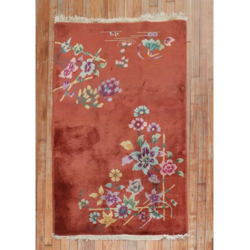 Coral Art Deco Chinese Rug No. r5461