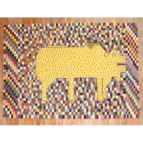 Persian Rhinoceros Checkerboard Kilim No. r5698