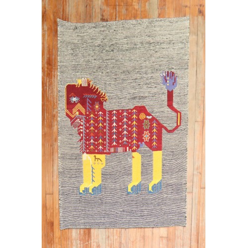 Lion Pictorial Persian Kilim Wall Hanging  No. r5706