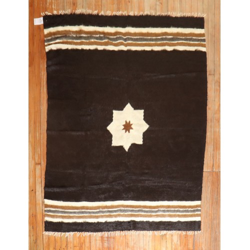 Black Vintage Turkish Mohair Rug No. r5734