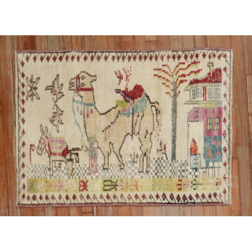 Camel Donkey Anatolian Pictorial Rug No. r5746