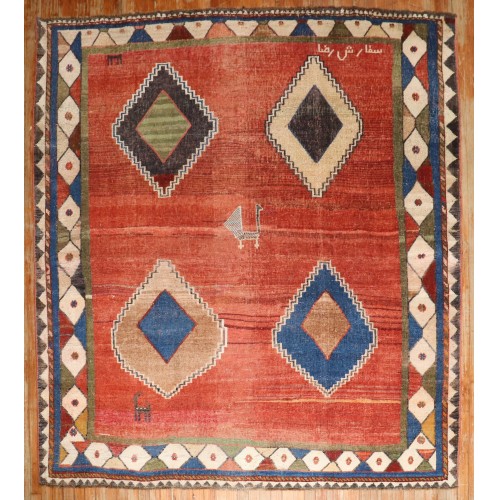 Tribal Rare Square Antique Gabbeh Rug No. r5900