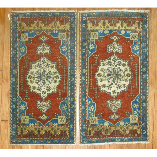 Matching Pair of Vintage Turkish Mats No. y1493