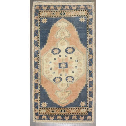 Turkish Blue and Peach Mat No. y1713