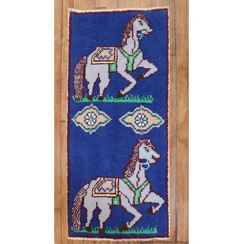 Blue Iodine Vintage Horse Scatter Rug No. y1856